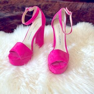 Block heel hot pink heel